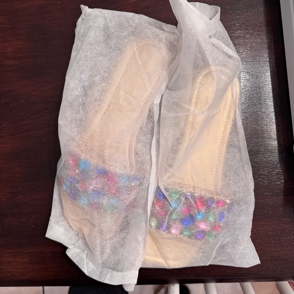 Embellished Gold Slide Sandals - Picture 5 of 8